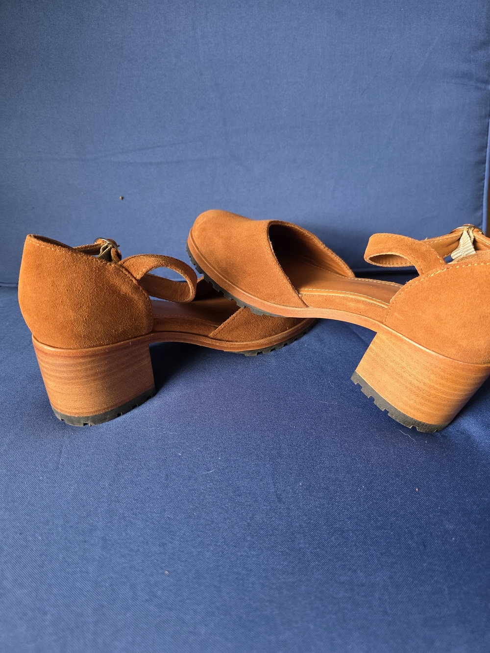 Patina Footwear Tan Suede Block Heel Ankle Strap Heels 9 - Picture 6 of 16